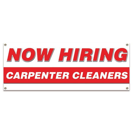 Signmission Now Hiring Carpenter Cleaners Banner Apply Inside Accepting Application Single Sided B-30211